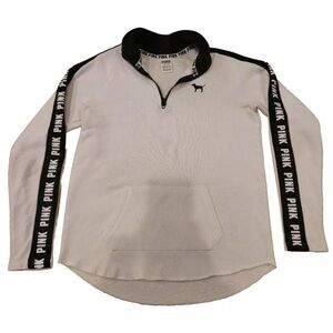 Victoria's Secret PINK Sweater  Women’s X-Small White Black  1/4 Zip Pullover